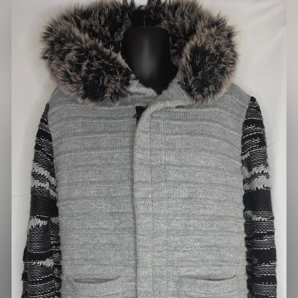 LCR Black Edition Gray Black Hooded Sweater Jacket Slim Size Large BW-3175